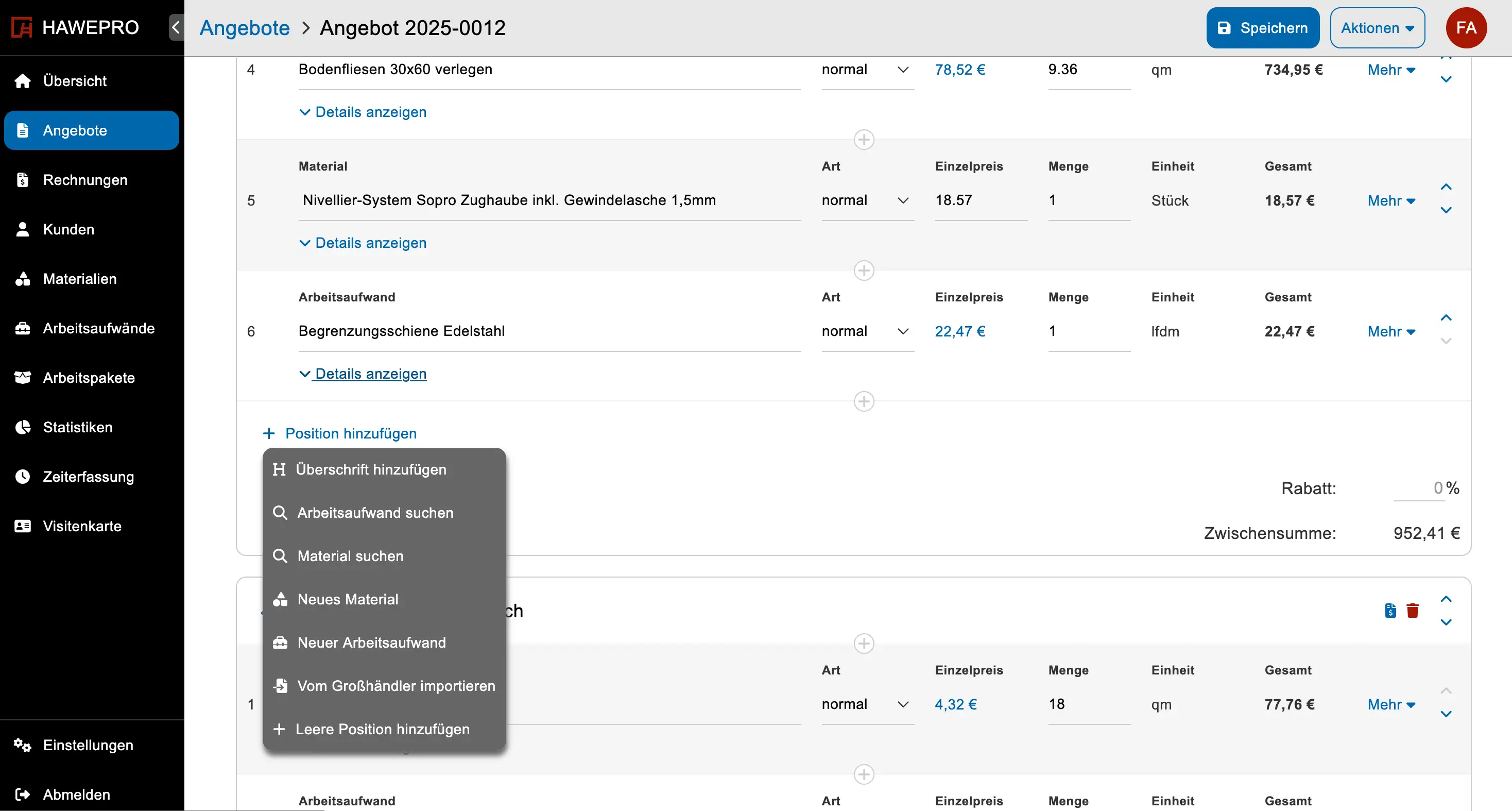 Handwerkersoftware Hawepro